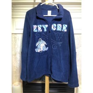 Disney Women’s Navy Blue Fleece Eeyore Zip Up Jacket Size XL